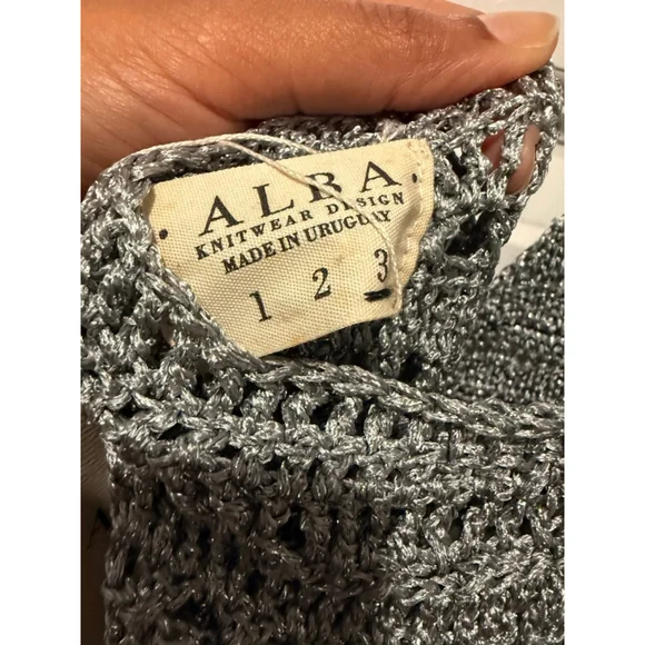 Women's ALBA Silver Radiolandia Crochet Mini Dress L - Picture 5 of 6